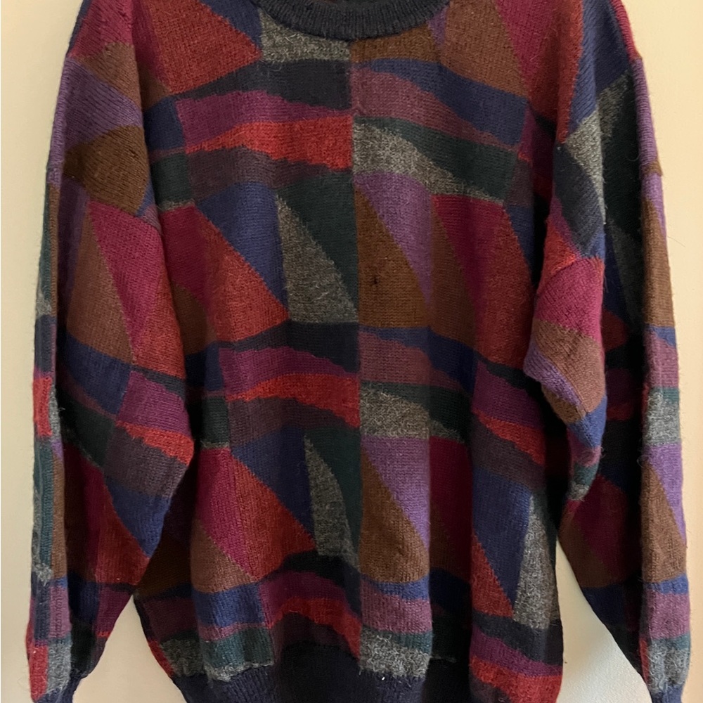 Like New Alpaca Geometric Multi-Color Sweater